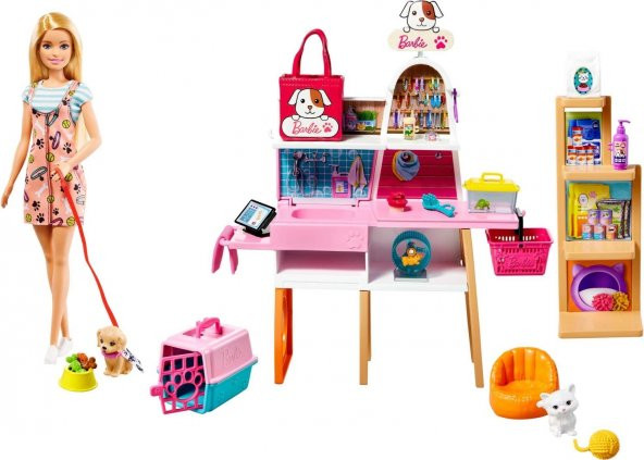 Barbie Bebek Ve Evcil Hayvan Dükkanı Oyun Seti, 4 Hayvan Arkadaş ürün görseli 1