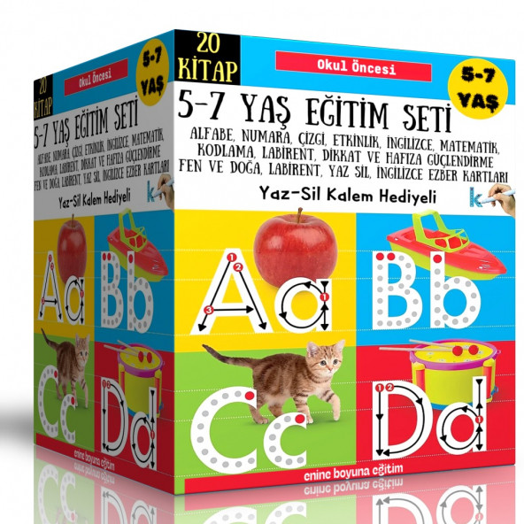 Okul Öncesi 5-7 Yaş Eğitim Seti (20 Kitap + 70 Ezber Kartı) ürün görseli 1