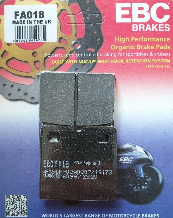 Ebc Fa018 1983-1988 BMW K 100 RT Uyumlu Ön Fren Balatası Organik Balata ürün görseli 1