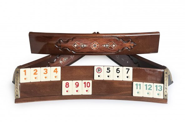 Helena Wood Art Mozaik İşlemeli Masif Ahşap Okey Seti Oval Takımı Gül ürün görseli 1
