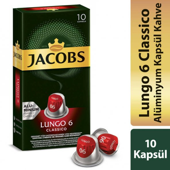 Jacobs Lungo 6 Classico Kapsül Kahve 10 Kapsül ürün görseli 1