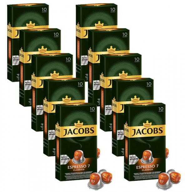 Jacobs Espresso 7 Classico Kapsül Kahve 10 x 10 Paket (100 Adet) Nespresso Uyumlu ürün görseli 1