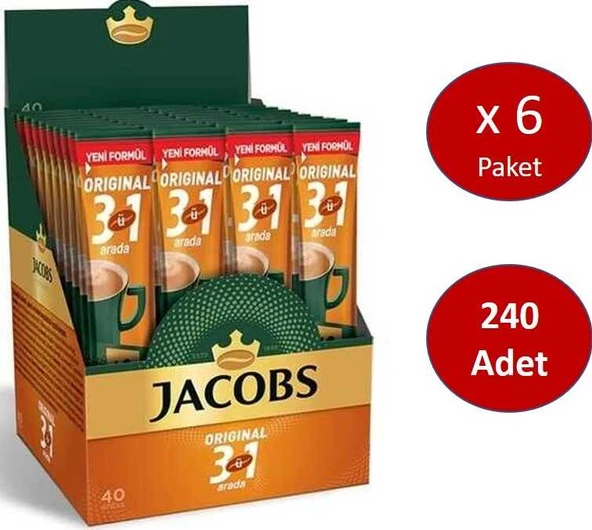 Jacobs 3ü1 Arada 240 Adet Stick Kahve (40 x 6 Paket) ürün görseli 1