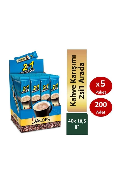 Jacobs 2si1 Arada Kahve Karışımı 40lı Paket x 5li SET ürün görseli 1