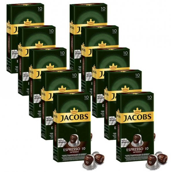 Jacobs Espresso 10 Intenso Kapsül Kahve 10 x 10 Paket (100 Adet) Nespresso Uyumlu ürün görseli 1