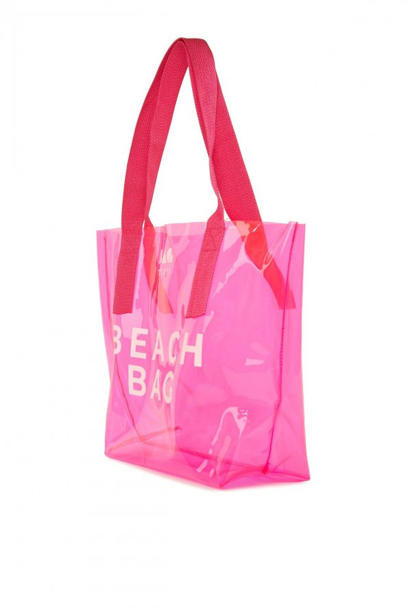 Bagmori Fuşya Beach Bag Baskılı Şeffaf Plaj Çantası ürün görseli 1