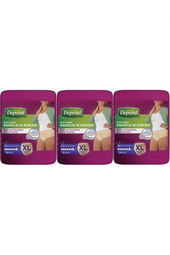 Depend Emici Külot Hasta Bezi Xl Extra Büyük 27 Adet (3pk*9) ürün görseli 1