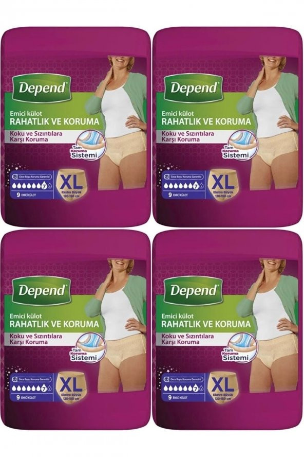 Depend Emici Külot Hasta Bezi Xl Extra Büyük 36 Adet (4pk*9) ürün görseli 1