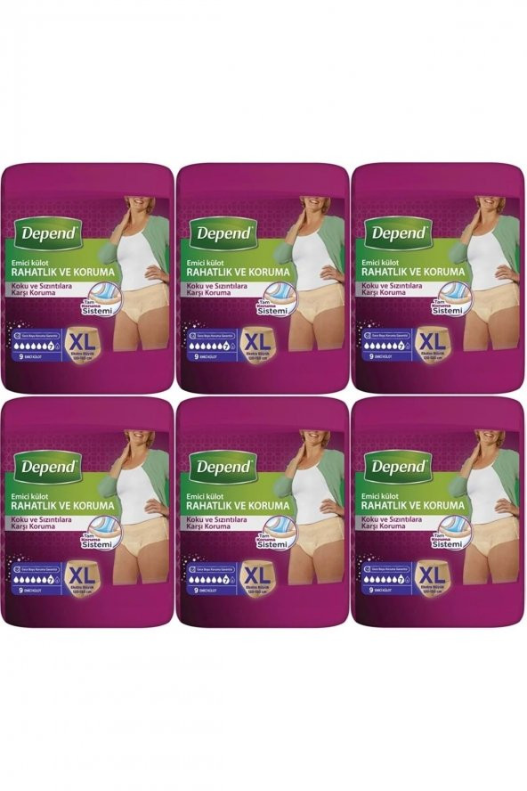 Depend Emici Külot Hasta Bezi Xl Extra Büyük 54 Adet (6pk*9) ürün görseli 1