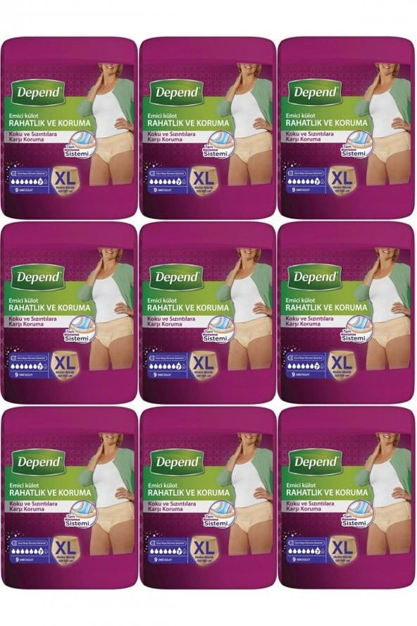 Depend Emici Külot Hasta Bezi Xl Extra Büyük 81 Adet (9pkx9) ürün görseli 1
