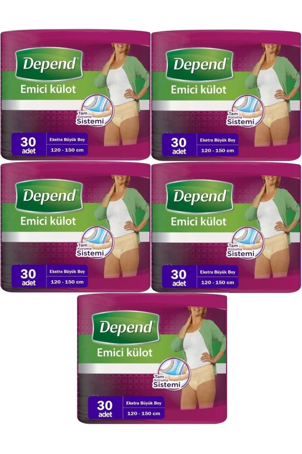 Depend Emici Külot Hasta Bezi Xl - Extra Büyük Kadın 150 Adet (5pk*30) ürün görseli 1