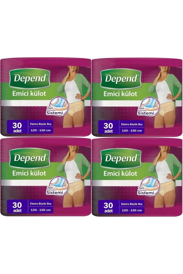 Depend Emici Külot Hasta Bezi Xl - Extra Büyük Kadın 120 Adet (4pk*30) ürün görseli 1