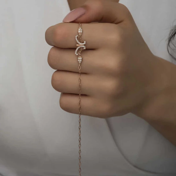 ​Gümüş Rose Kelebek Kadın Bileklik - Resim 5