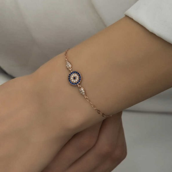 Gümüş Rose Nazar Boncuklu Kadın Bileklik ürün görseli 1