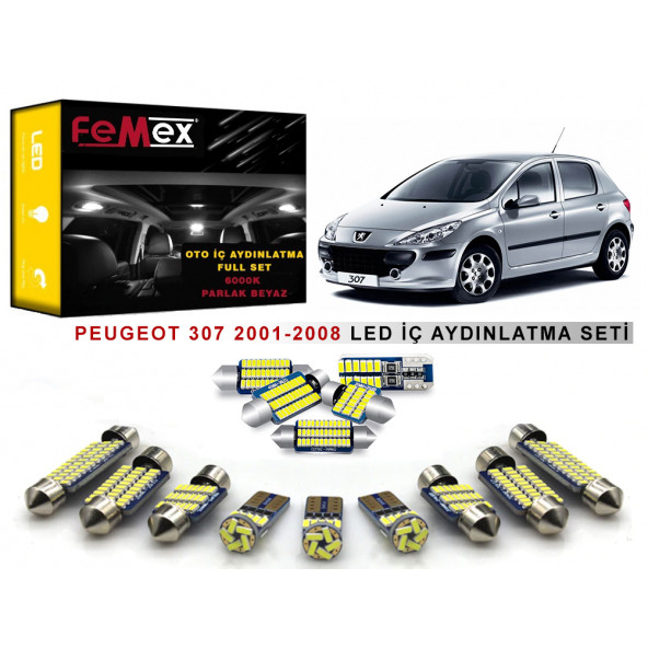 Peugeot 307 LED İç Aydınlatma Ampul Seti FEMEX Parlak Beyaz ürün görseli 1