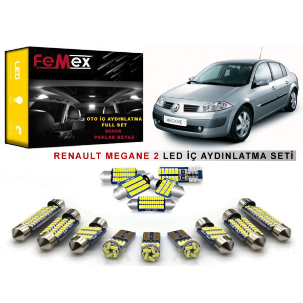Renault Megane 2 LED İç Aydınlatma Ampul Seti FEMEX Parlak Beyaz ürün görseli 1