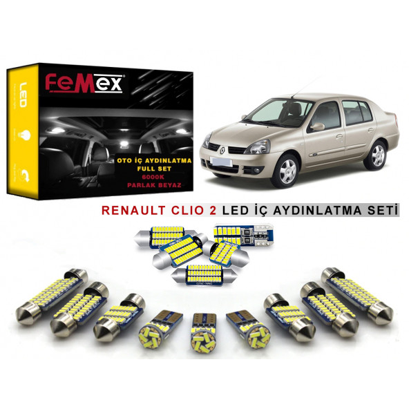 Renault Clio 2 LED İç Aydınlatma Ampul Seti FEMEX Parlak Beyaz ürün görseli 1