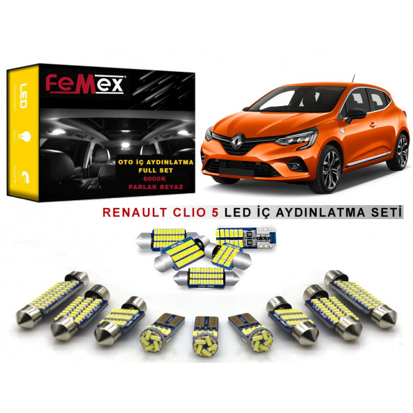 Renault Clio 5 LED İç Aydınlatma Ampul Seti FEMEX Parlak Beyaz ürün görseli 1