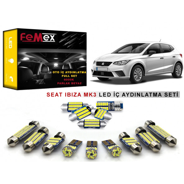 Seat ibiza Mk3 LED İç Aydınlatma Ampul Seti FEMEX Parlak Beyaz ürün görseli 1