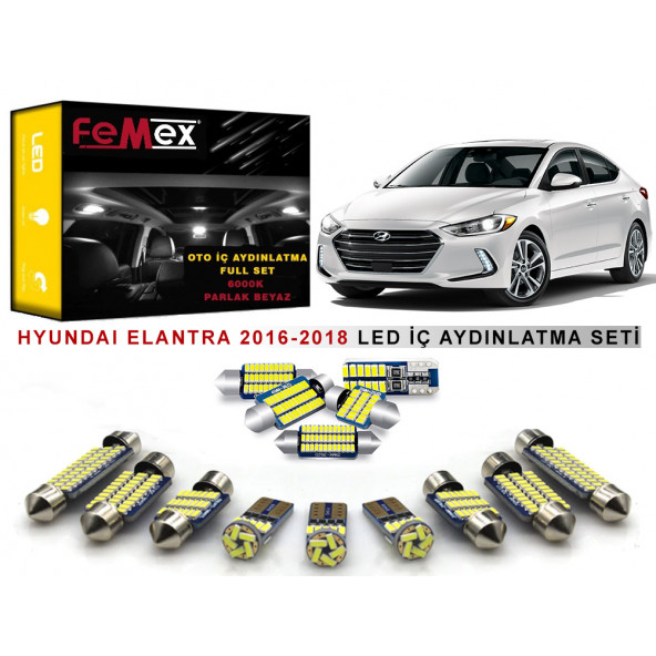 Hyundai Elantra 2016-2018 LED İç Aydınlatma Ampul Seti FEMEX Parlak Beyaz ürün görseli 1