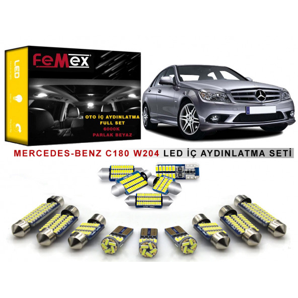 Mercedes C180 W204 Kasa LED İç Aydınlatma Ampul Seti FEMEX Parlak Beyaz ürün görseli 1