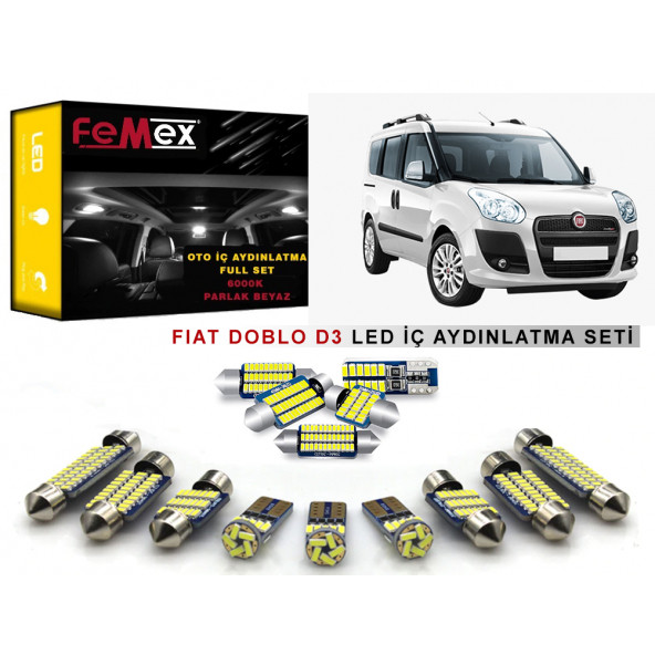 Fiat Doblo D3 LED İç Aydınlatma Ampul Seti FEMEX Parlak Beyaz ürün görseli 1