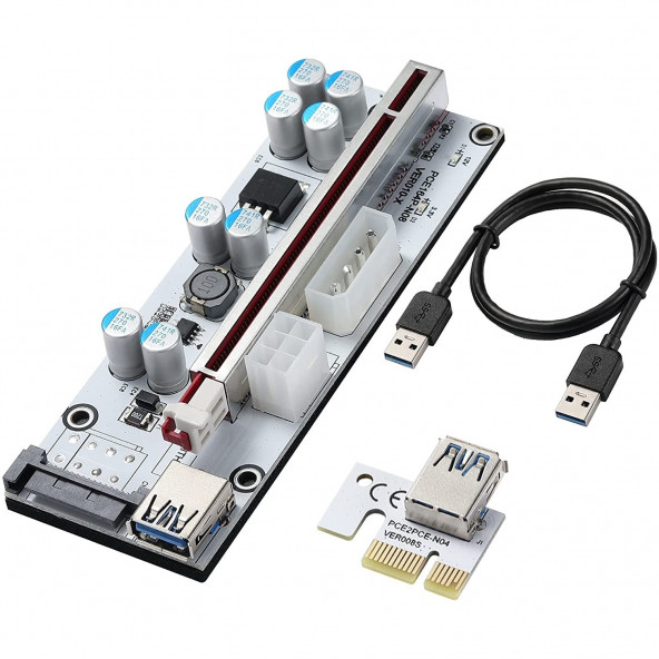 Riser V010-X 8 Kapasitörlü Yükseltici Pcı-E X1 To X16 Mining Riser Kartı A77 ürün görseli 1