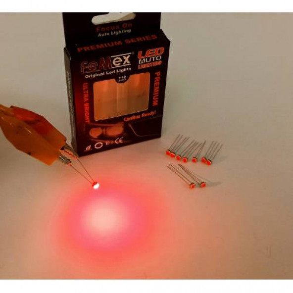 FEMEX Premium T5 T4 10lu İnce Bacaklı Kıl Led Mini Led Ampul Parlak Kırmızı ürün görseli 1