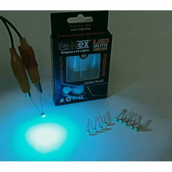 FEMEX Premium T5 T4 10lu İnce Bacaklı Kıl Led Mini Led Ampul Parlak Turkuaz ürün görseli 1