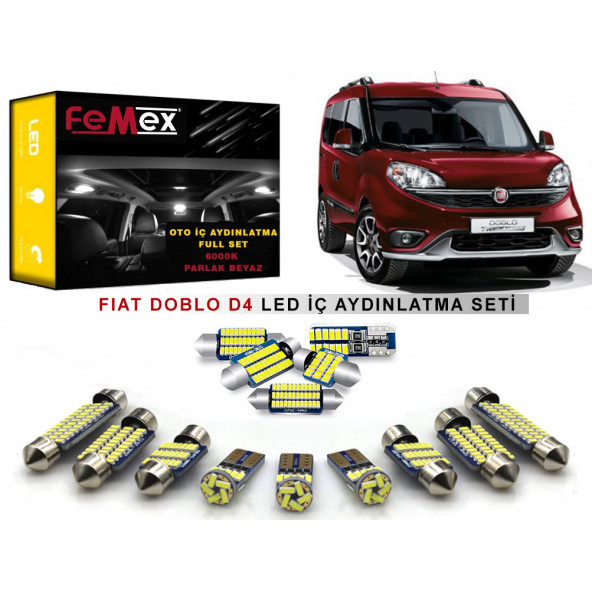 Fiat Doblo D4 LED İç Aydınlatma Ampul Seti FEMEX Parlak Beyaz ürün görseli 1