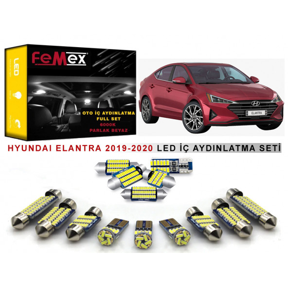 Hyundai Elantra 2019-2020 LED İç Aydınlatma Ampul Seti FEMEX Parlak Beyaz ürün görseli 1