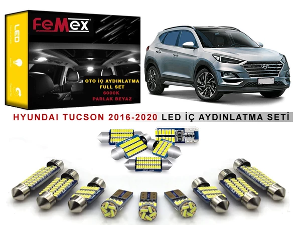 Hyundai Tucson 2016 Sonrası LED İç Aydınlatma Ampul Seti FEMEX Parlak Beyaz ürün görseli 1