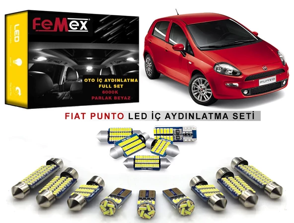Fiat Punto LED İç Aydınlatma Ampul Seti FEMEX Parlak Beyaz ürün görseli 1