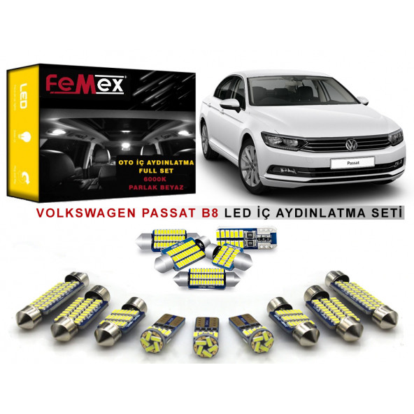 Volkswagen Passat B8 LED İç Aydınlatma Ampul Seti FEMEX Parlak Beyaz ürün görseli 1