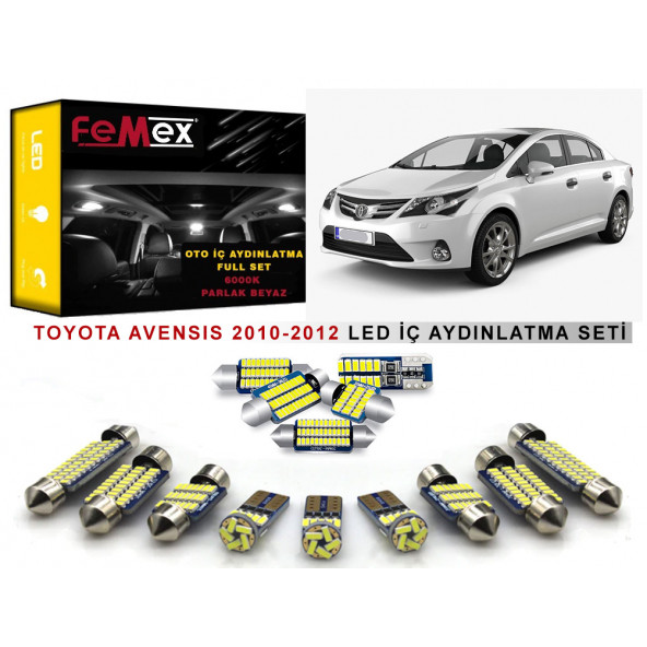 Toyota Avensis 2010-2012 LED İç Aydınlatma Ampul Seti FEMEX Parlak Beyaz ürün görseli 1