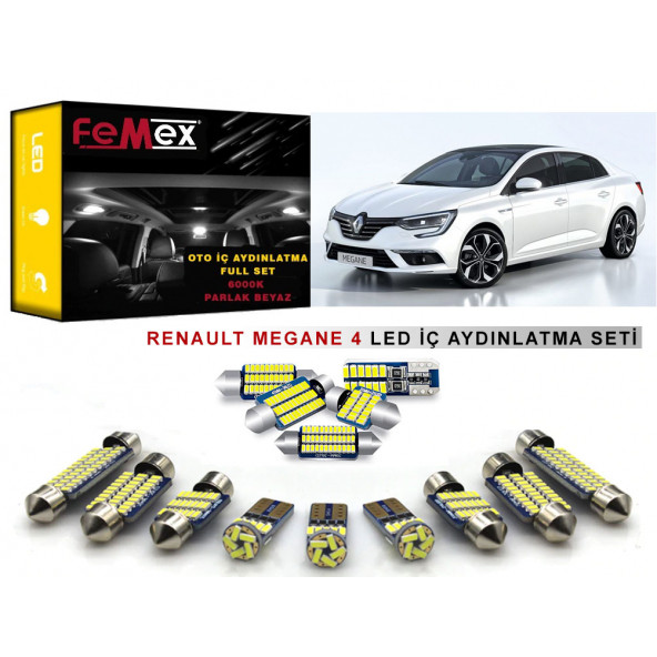 Renault Megane 4 LED İç Aydınlatma Ampul Seti FEMEX Parlak Beyaz ürün görseli 1