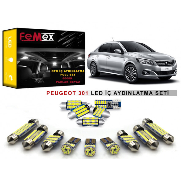 Peugeot 301 LED İç Aydınlatma Ampul Seti FEMEX Parlak Beyaz ürün görseli 1