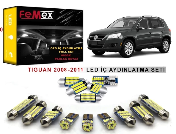 Volkswagen Tiguan 2008-2011 LED İç Aydınlatma Ampul Seti FEMEX Parlak Beyaz ürün görseli 1