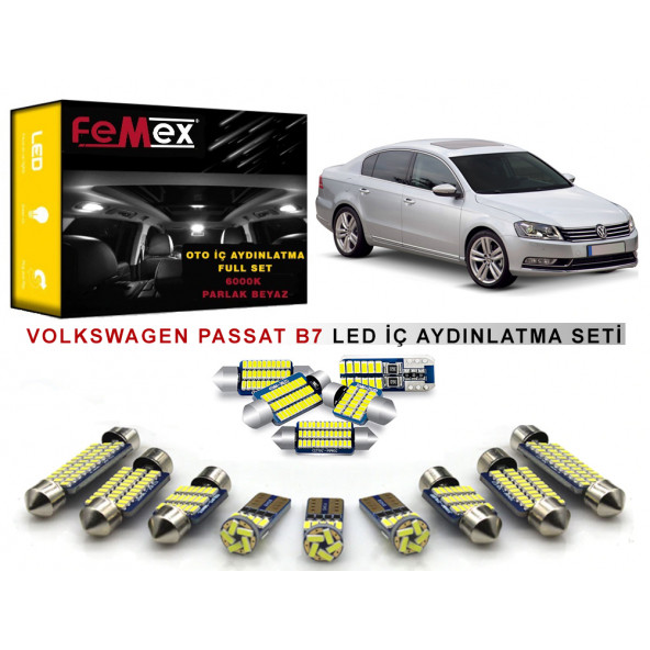 Volkswagen Passat B7 LED İç Aydınlatma Ampul Seti FEMEX Parlak Beyaz ürün görseli 1