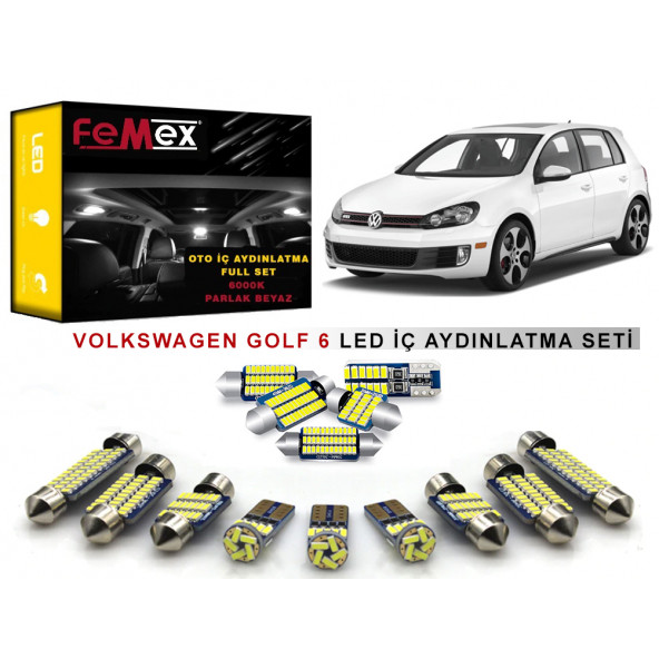Volkswagen Golf 6 LED İç Aydınlatma Ampul Seti FEMEX Parlak Beyaz ürün görseli 1