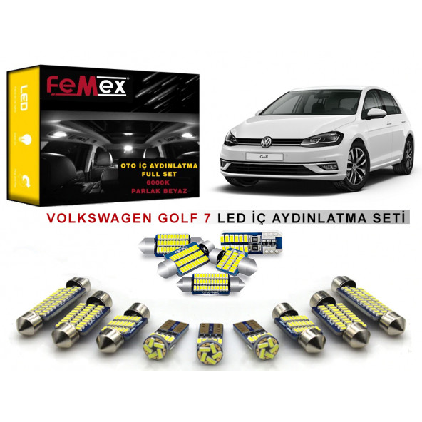 Volkswagen Golf 7 LED İç Aydınlatma Ampul Seti FEMEX Parlak Beyaz ürün görseli 1
