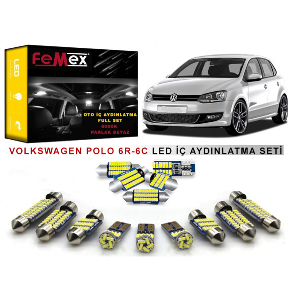 Volkswagen Polo 6R-6C LED İç Aydınlatma Ampul Seti FEMEX Parlak Beyaz ürün görseli 1
