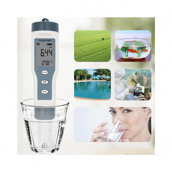 Tds 3 In 1 Ph Sıcaklık Tds Ölçer Ledli Sıcaklık Göstergeli Su Test Cihazı 3ın1 Tds Ph Sıcaklık Ölçer A87 ürün görseli 1