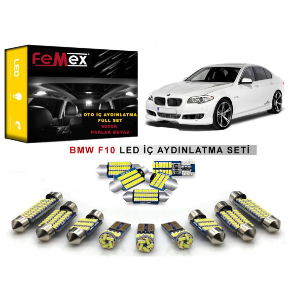 BMW F10 5 Serisi LED İç Aydınlatma Ampul Seti FEMEX Parlak Beyaz ürün görseli 1