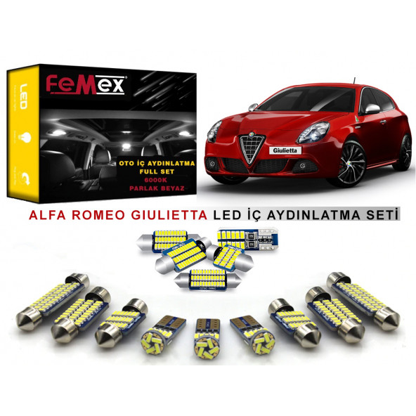 Alfa Romeo Giulietta LED İç Aydınlatma Ampul Seti FEMEX Parlak Beyaz ürün görseli 1