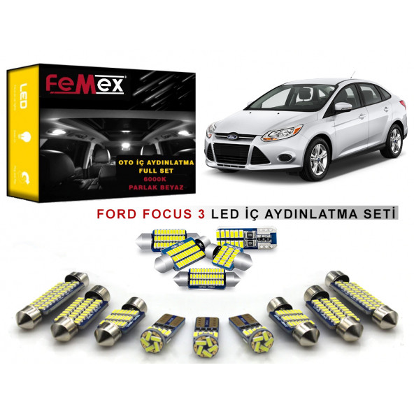 Ford Focus 3 LED İç Aydınlatma Ampul Seti FEMEX Parlak Beyaz ürün görseli 1