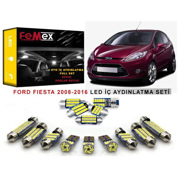 Ford Fiesta LED İç Aydınlatma Ampul Seti FEMEX Parlak Beyaz ürün görseli 1