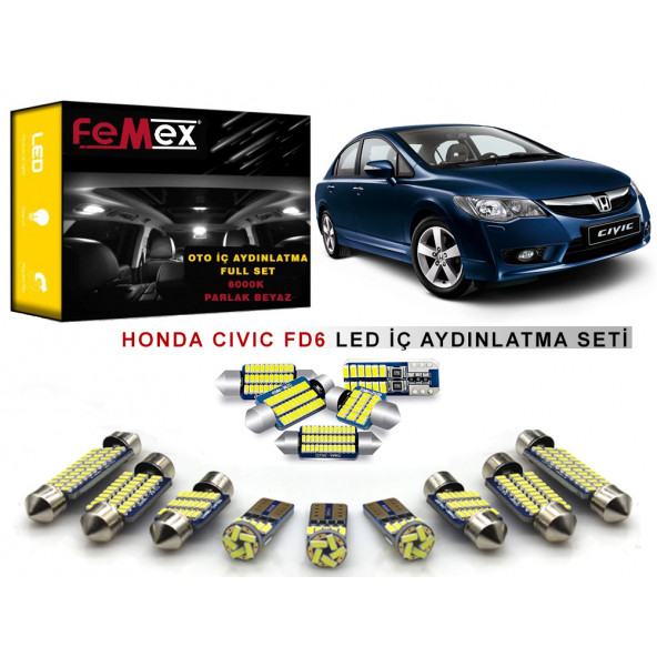 Honda Civic FD6 LED İç Aydınlatma Ampul Seti FEMEX Parlak Beyaz ürün görseli 1
