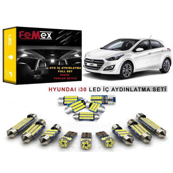 Hyundai i30 LED İç Aydınlatma Ampul Seti FEMEX Parlak Beyaz ürün görseli 1
