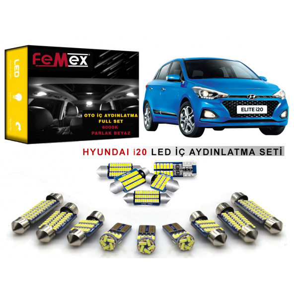 Hyundai i20 LED İç Aydınlatma Ampul Seti FEMEX Parlak Beyaz ürün görseli 1